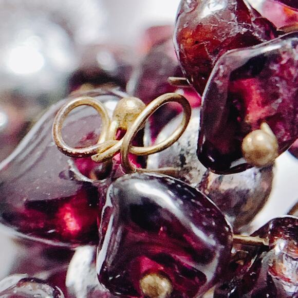 Vintage Brown Gemstone Agate Garnet Silver Tone Beaded Necklace 22" Boho Jewelry - Picture 6 of 16